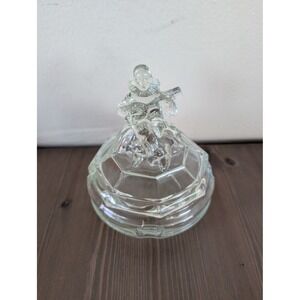 Vintage L.E. Smith Minstrel Glass Trinket Box Candy Dish‎ Vanity Powder Jar